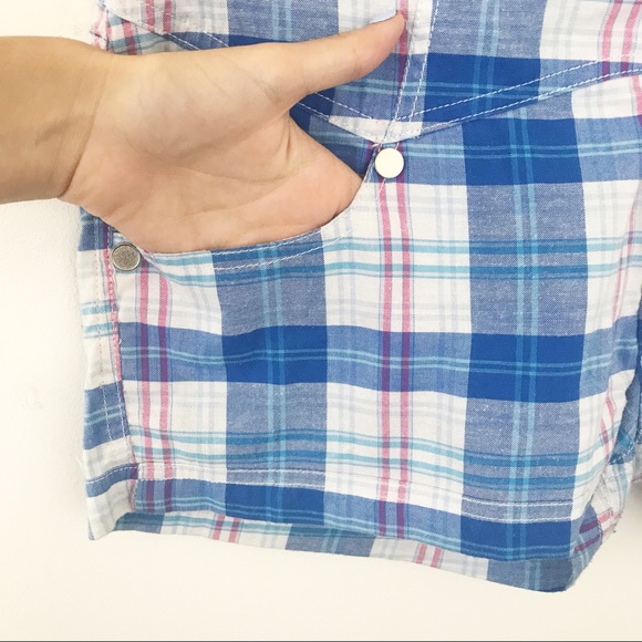  Coogi Plaid High Waist Corset Button Shorts D11 - Picture 3 of 8